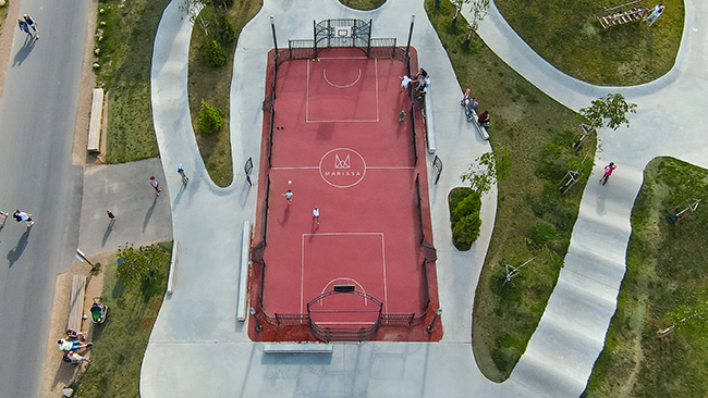 Marissa Resort Ferienpark Skatepark & Sportplatz in der Vogelperspektive